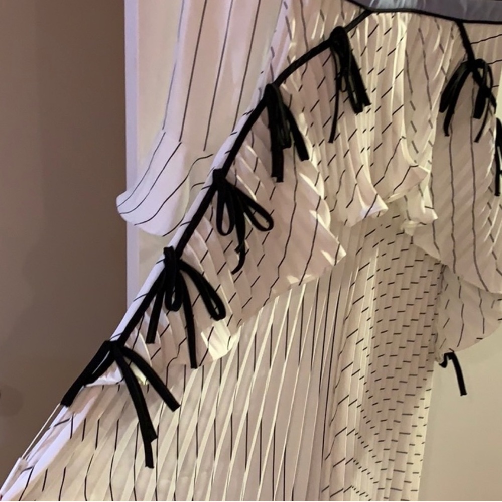 Self-Portrait White and Black Striped Midi Dress - Picture 5 of 6